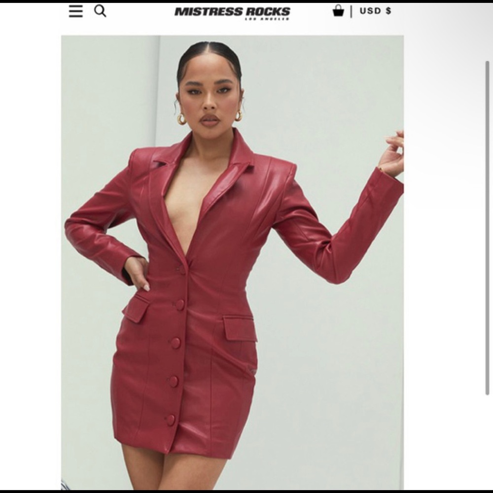 Mistress Rock Leather Blazer Dress